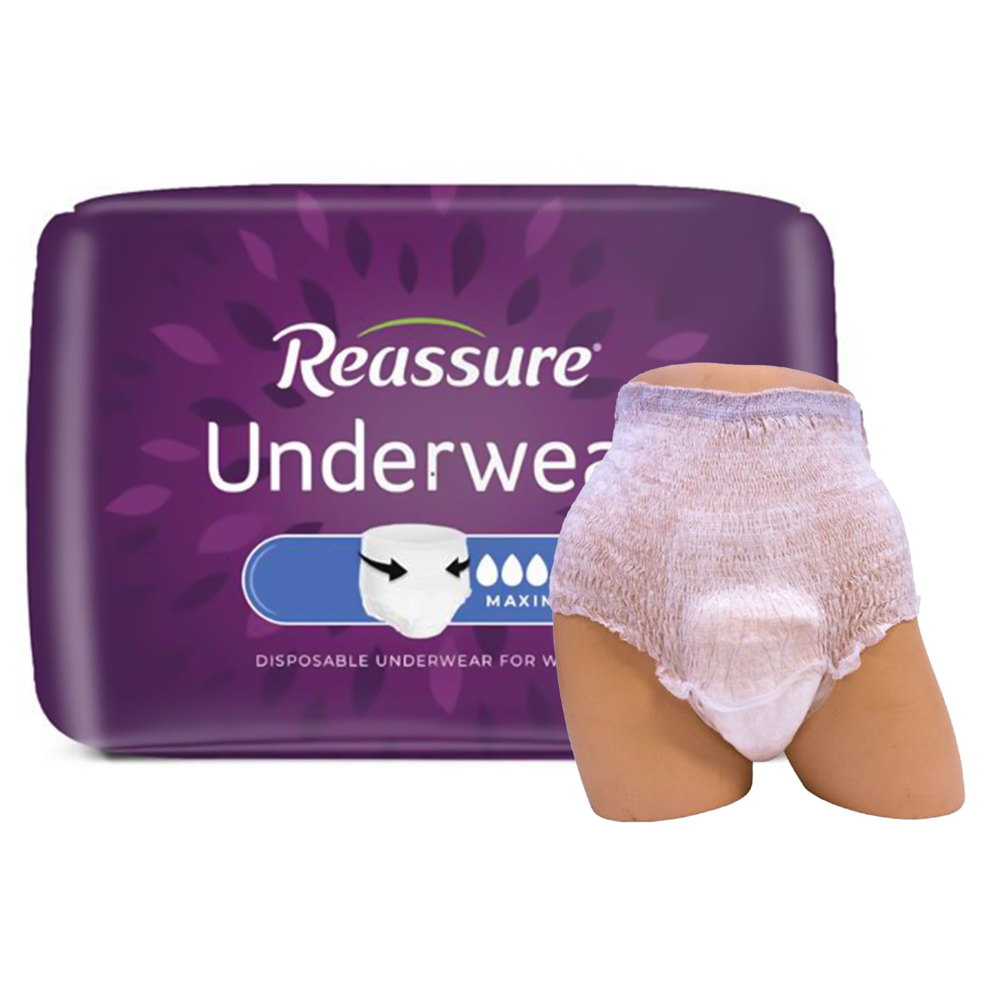Absorbent Underwear Reassure Maximum Pull On with Tear Away Seams Adult 2X-Large Female Disposable Heavy Absorbency