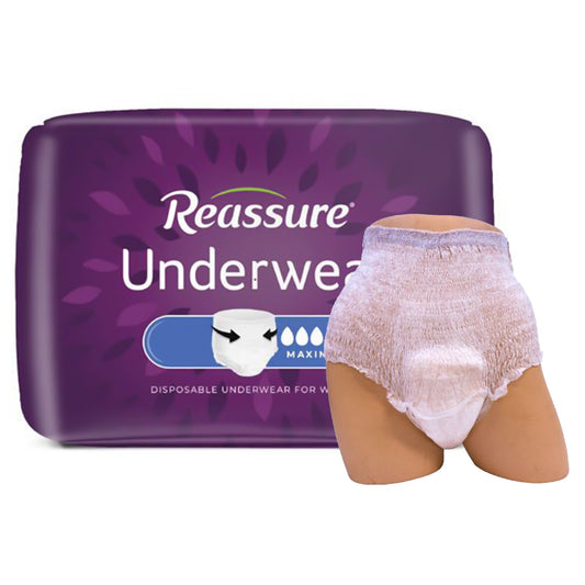 Absorbent Underwear Reassure Maximum Pull On with Tear Away Seams Adult 2X-Large Female Disposable Heavy Absorbency