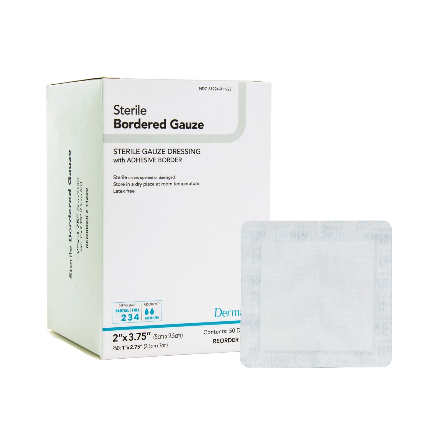 DermaRite Gauze Adhesive Dressing, White, Sterile, 2 x 3 inch