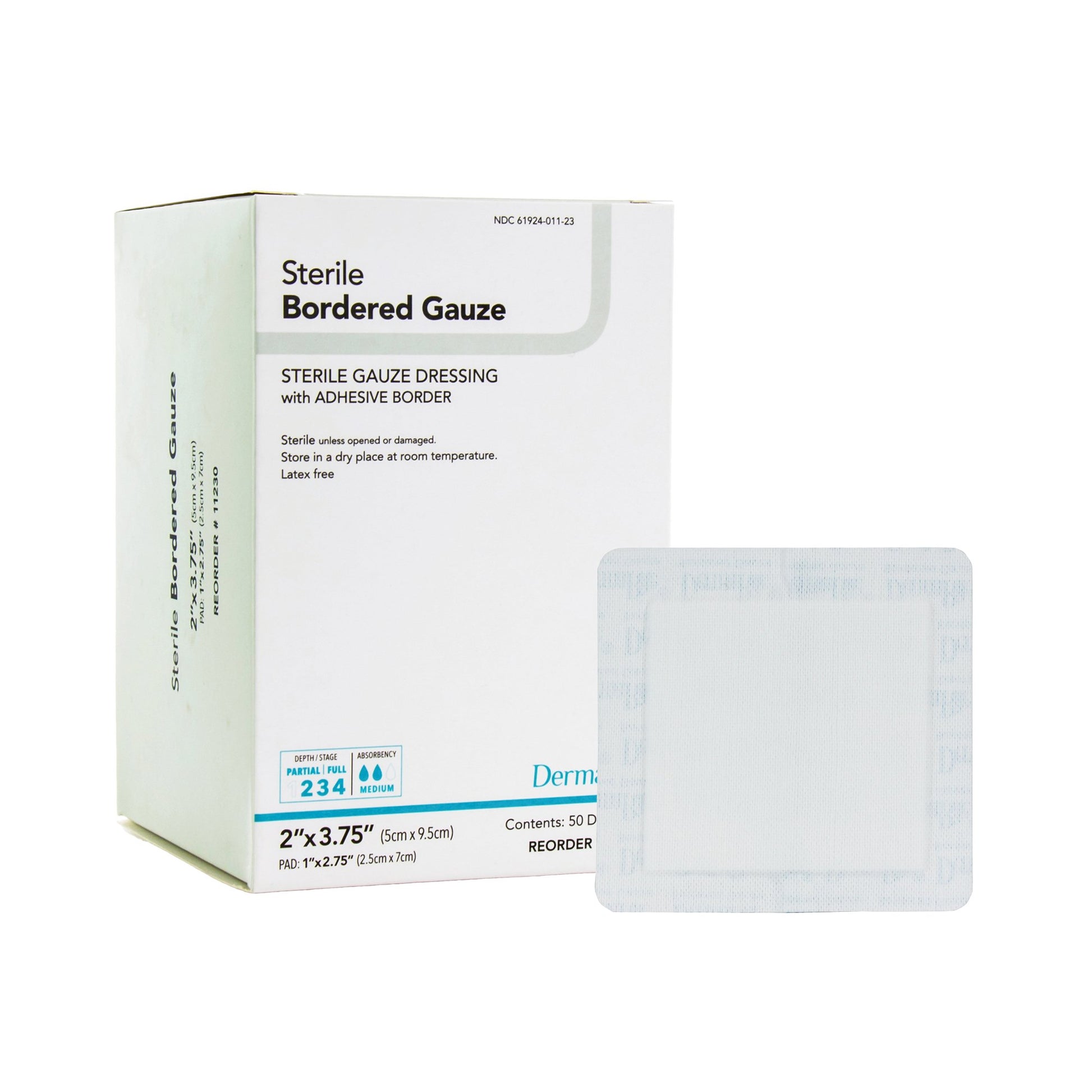 DermaRite Gauze Adhesive Dressing, White, Sterile, 2 x 3 inch