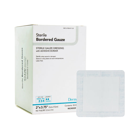 DermaRite Gauze Adhesive Dressing, White, Sterile, 2 x 3 inch
