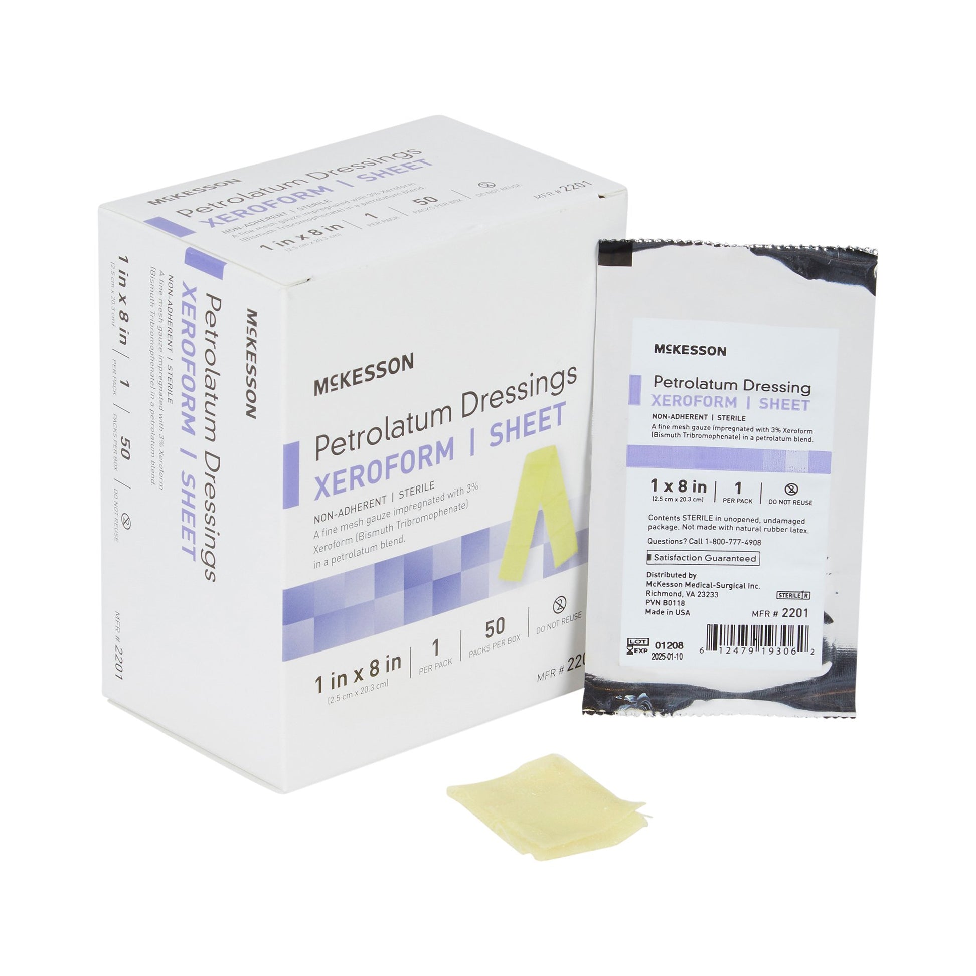 McKesson Xeroform Petrolatum Impregnated Dressing, 1 x 8 Inch