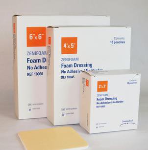 Foam Dressing Zenifoam 6 X 6 Inch Without Border Waterproof Backing Nonadhesive Square Sterile