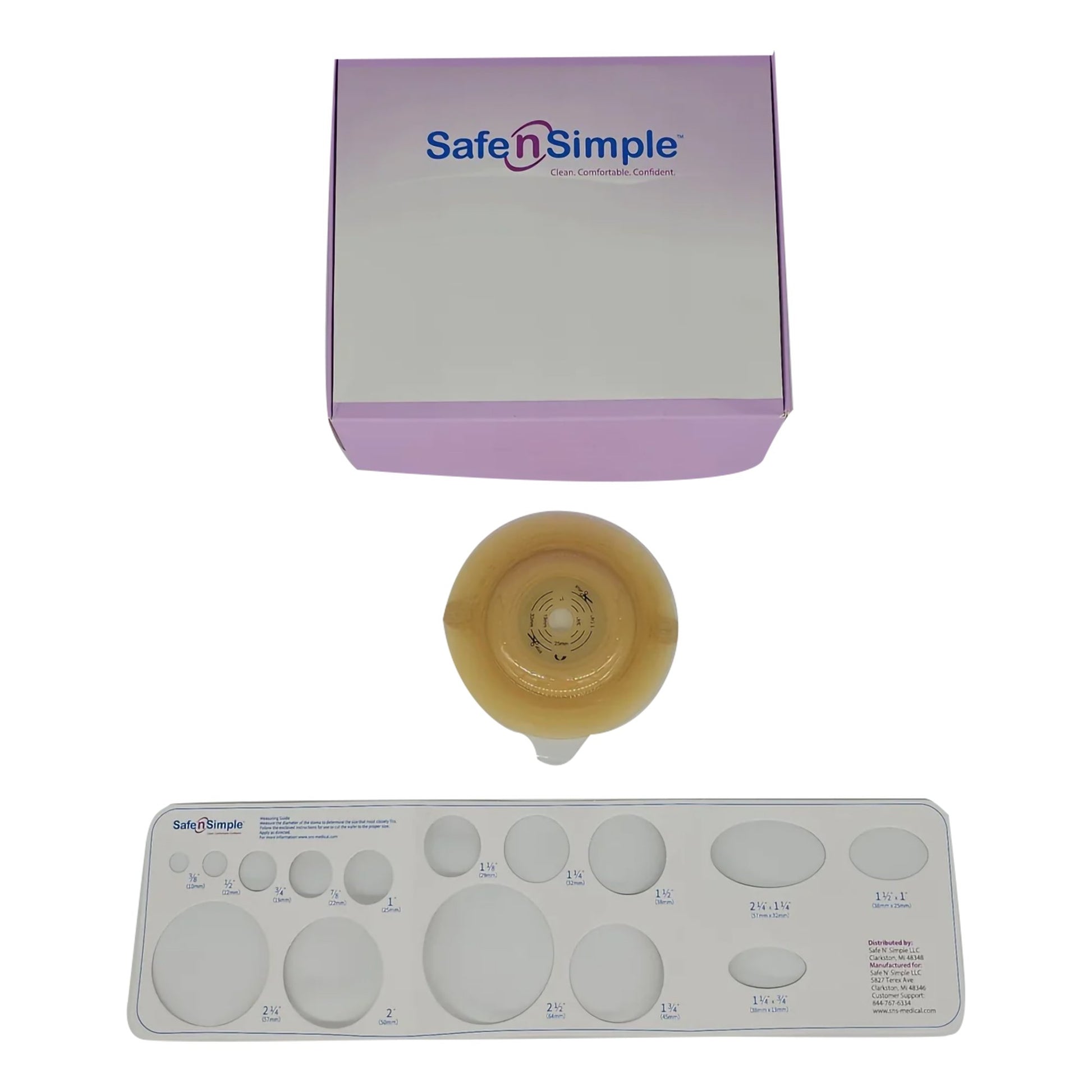 Ostomy Barrier Safe n Simple™ Trim to Fit, Standard Wear Adhesive Tape Collar 57 mm Flange Up to 1-1/2 Inch Opening 5 X 5 Inch