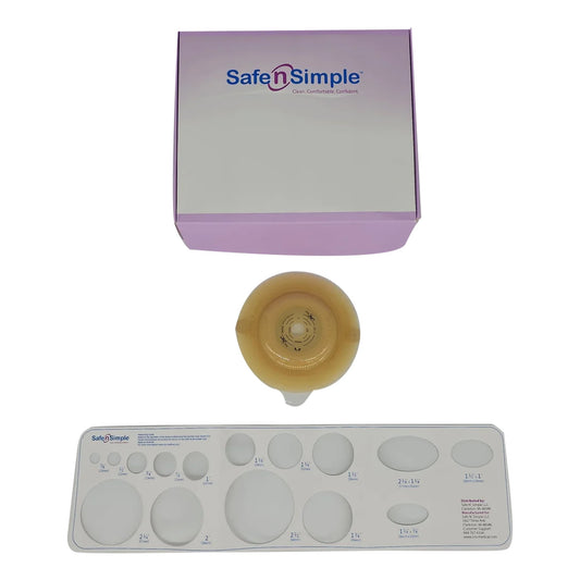 Ostomy Barrier Safe n Simple™ Trim to Fit, Standard Wear Adhesive Tape Collar 57 mm Flange Up to 1-1/2 Inch Opening 5 X 5 Inch
