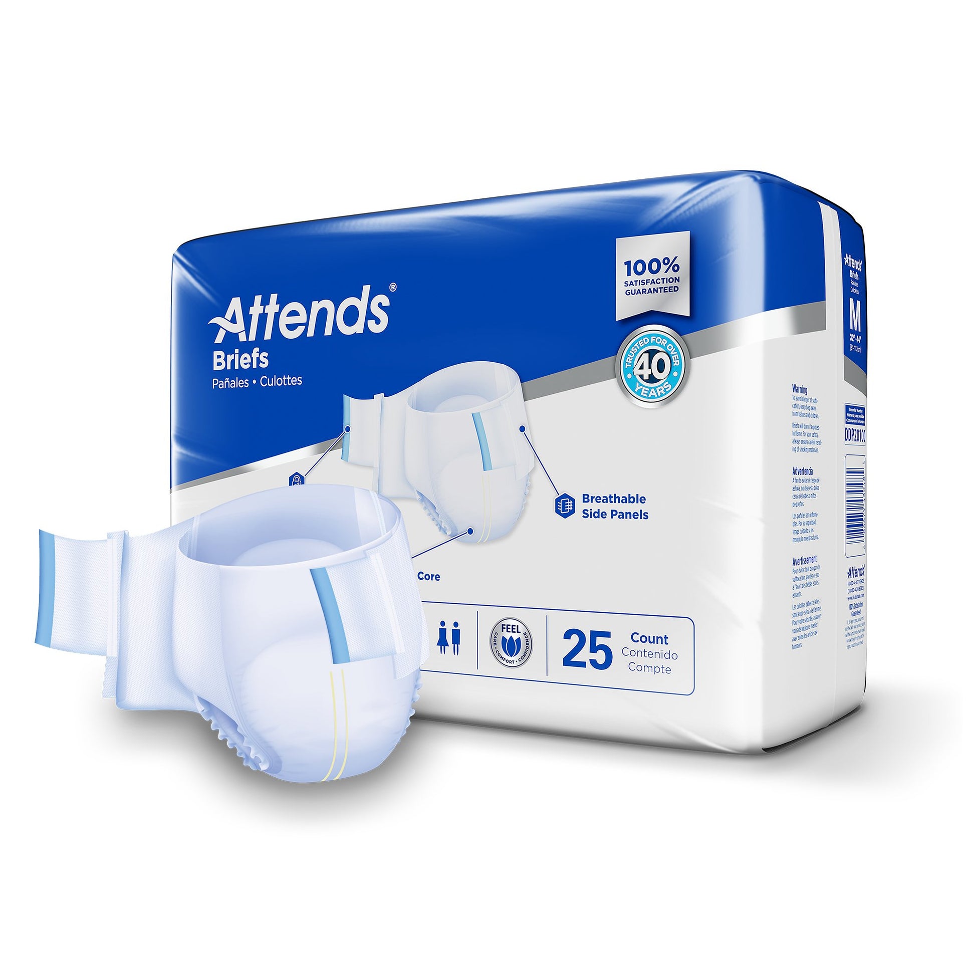 Incontinence Brief Attends Care Advanced Adult Medium Unisex Disposable Heavy Absorbency