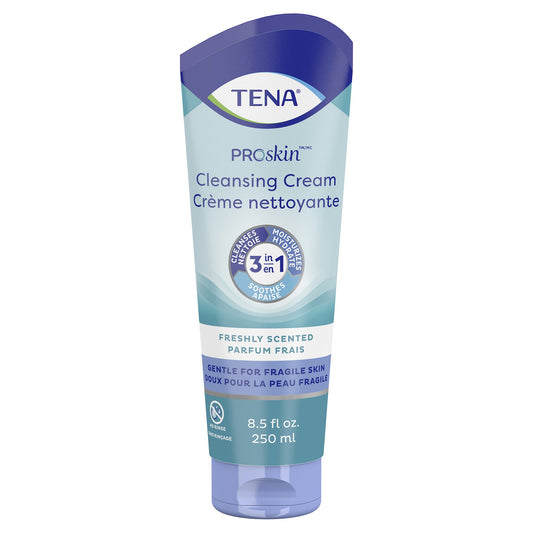 Tena Body Wash Cleansing Cream, Alcohol-Free, White, 3-in-1 Formula, 8.5 ounces