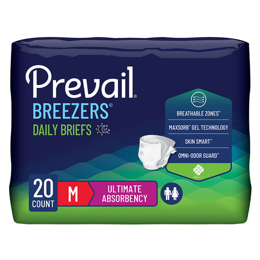 Prevail Breezers Ultimate Absorbency Incontinence Briefs, Medium