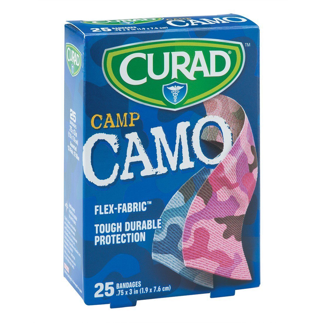 Adhesive Strip Curad Fabric Kid Design (Blue / Pink Camo) 3/4 X 3 Inch Sterile
