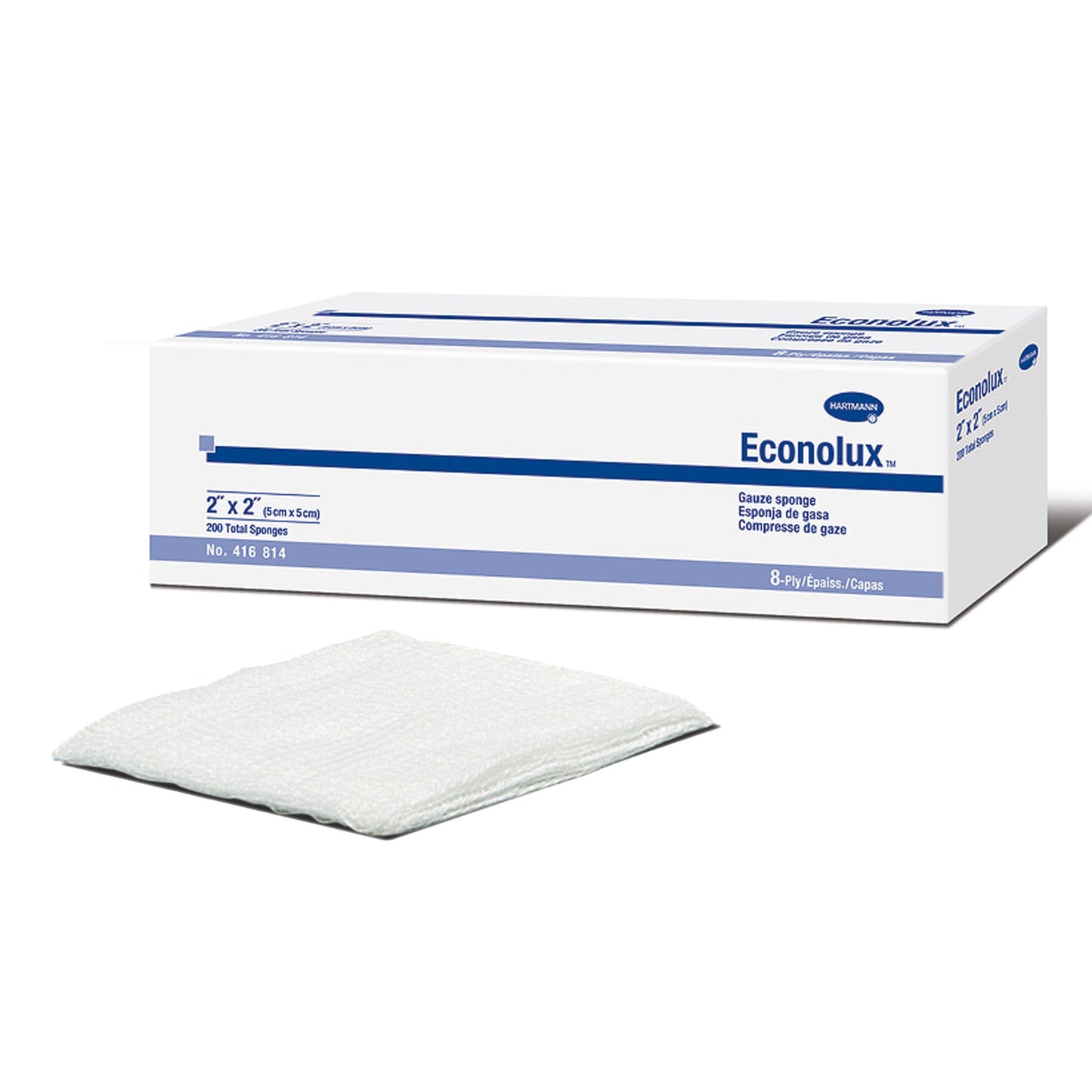 Econolux Gauze Sponge, 2 x 2 Inch, Eight-Ply