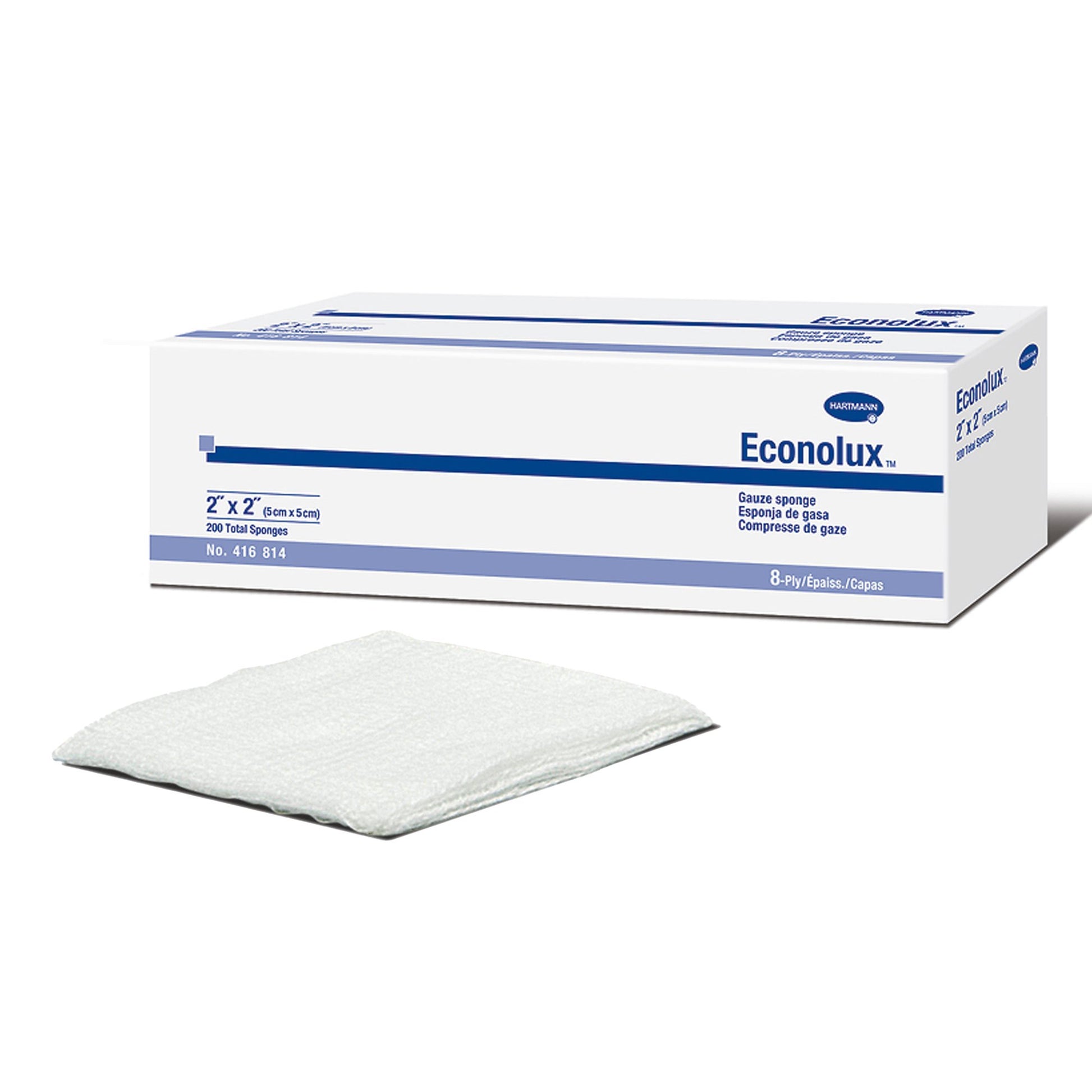 Econolux Gauze Sponge, 2 x 2 Inch, Eight-Ply