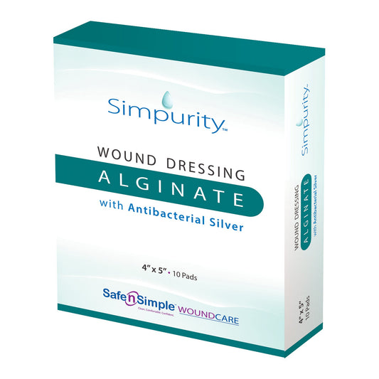 Simpurity™ Silver Calcium Alginate Dressing, 4 x 5 Inch