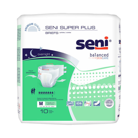 Seni Super Plus Overnight Heavy to Severe Absorbency Incontinence Brief, Medium