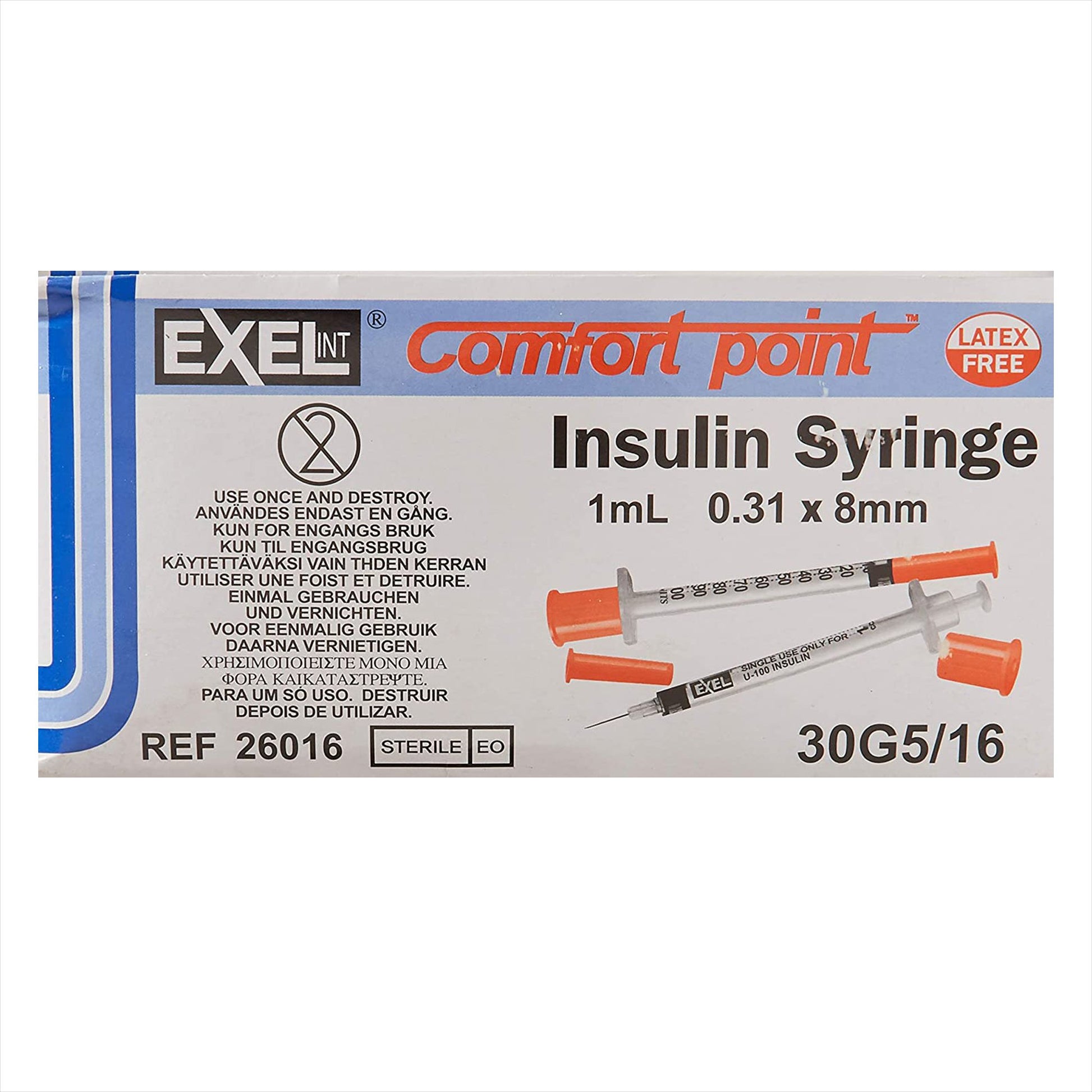 Comfort Point™ 1 mL Insulin Syringe with Needle, 30 Gauge, 5/16 Inch