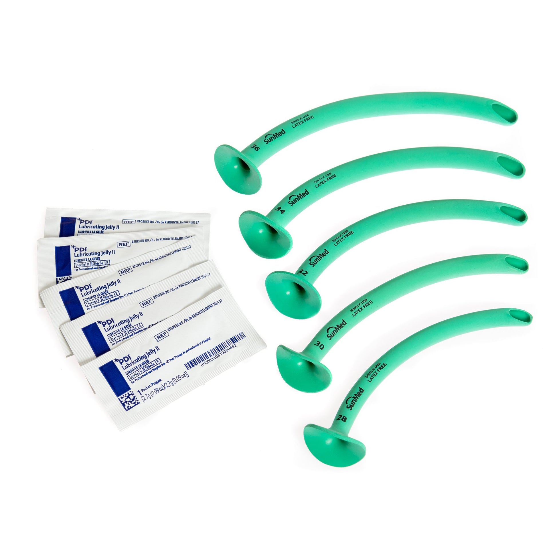 Nasopharyngeal Airway Set McKesson 28 Fr., 30 Fr., 32 Fr. 34 Fr., 36 Fr. Trumpet Style (Robertazzi) Neoprene