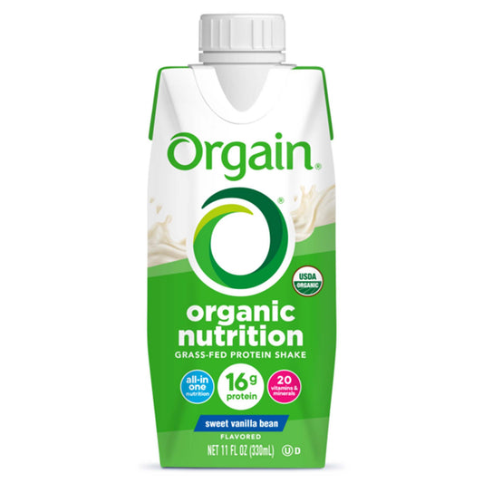 Oral Supplement Orgain Organic Nutrition™ Shake Sweet Vanilla Bean Flavor Liquid 11 oz. Carton