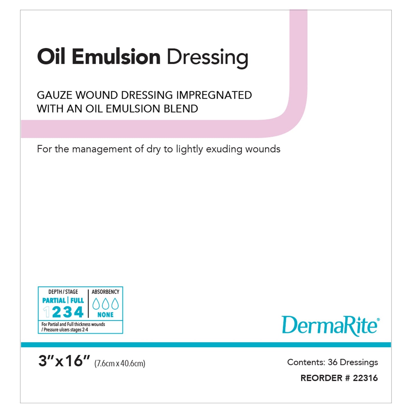 DermaRite Oil Emulsion Wound Dressing, 3 x 16 Inch