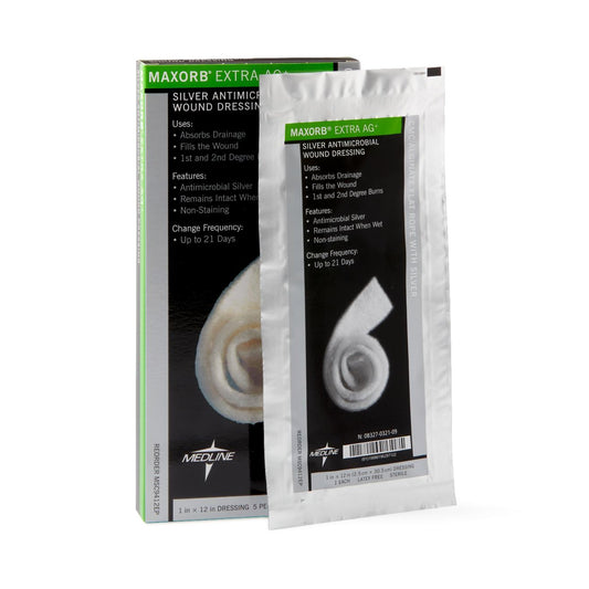 Maxorb Extra Ag+ Calcium Alginate Dressing with Silver, 1 x 12 Inch