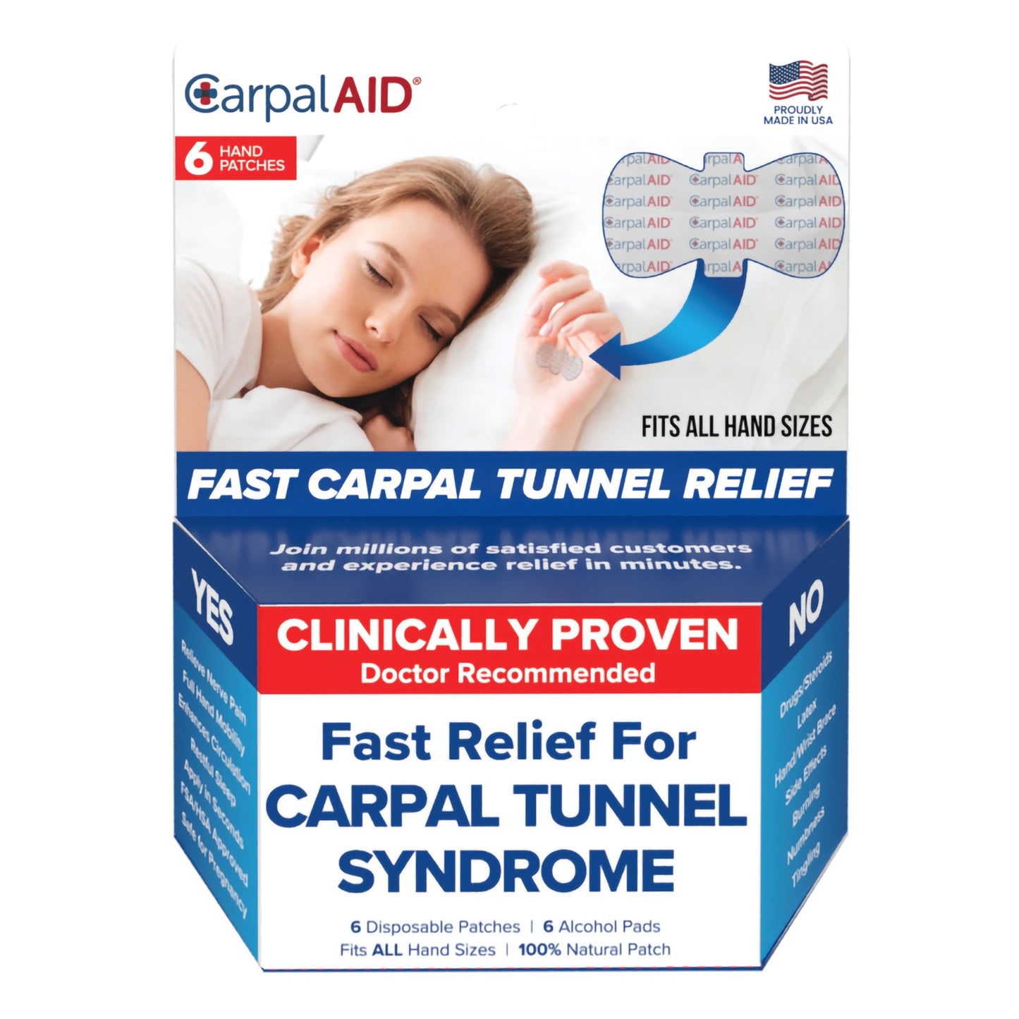 CarpalAid Patch Hand-Based Carpal Tunnel Support, One Size Fits Most