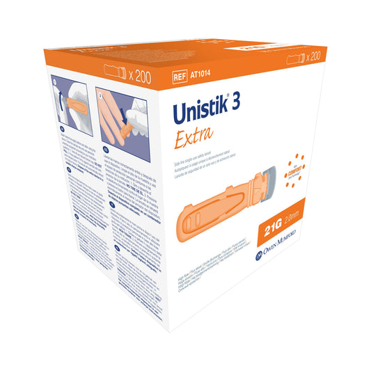 Unistik 3 Extra Safety Lancet, 21 Gauge, 2-millimeter Depth