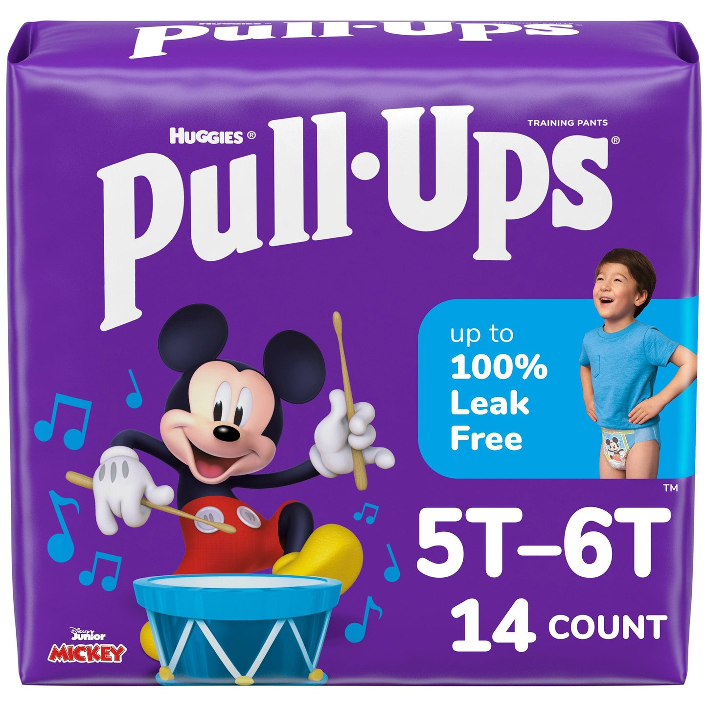 Male Toddler Training Pants Pull-Ups Pull On with Tear Away Seams Size 5T to 6T Disposable Heavy Absorbency