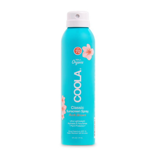 Coola Clear Body Sunscreen Spray SPF 70 Peach Blossom Scent, 6-ounce Can