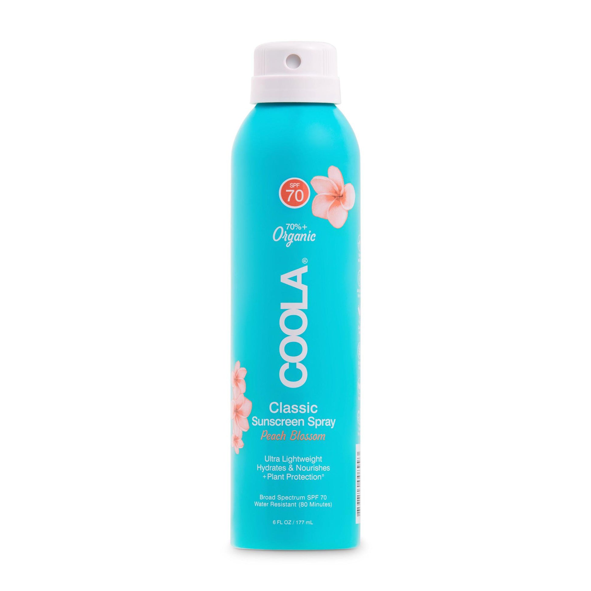 Coola Clear Body Sunscreen Spray SPF 70 Peach Blossom Scent, 6-ounce Can