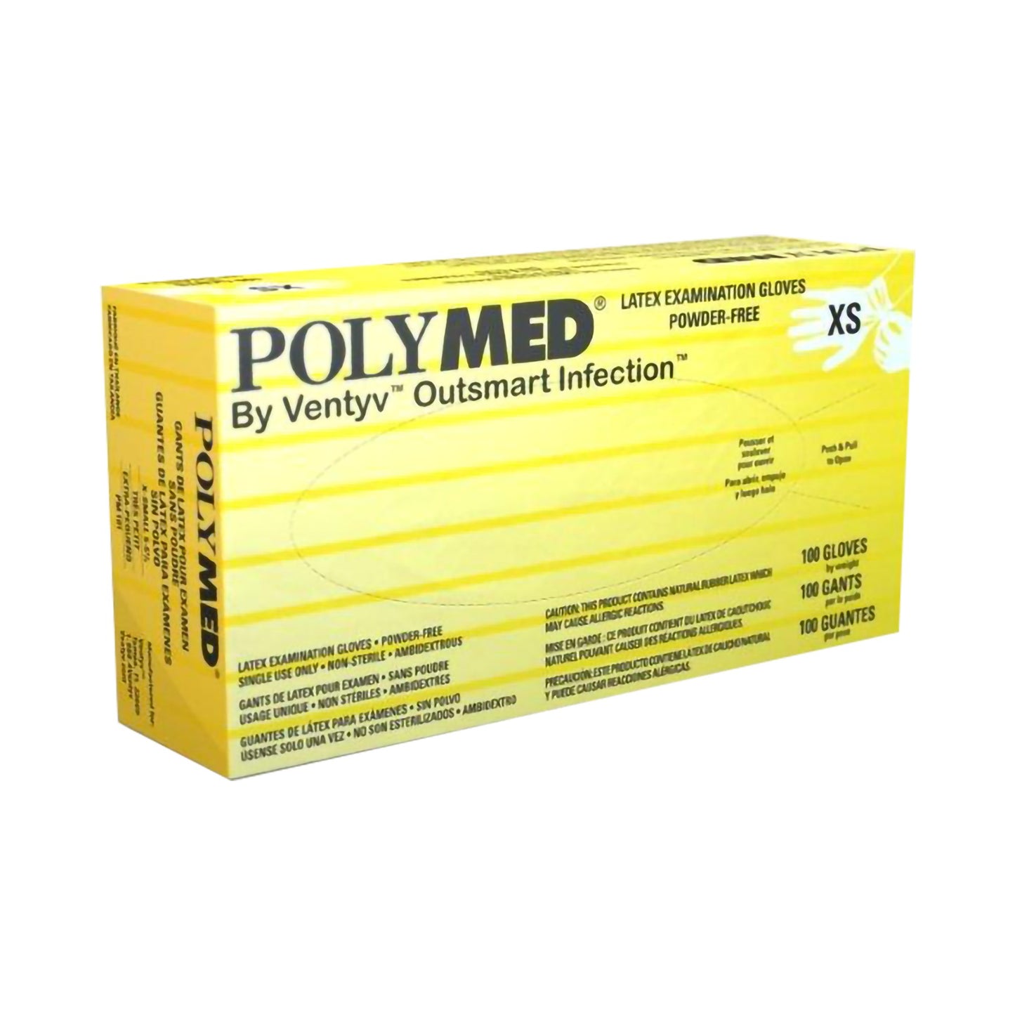 Polymed Latex Exam Glove, Extra Small, Ivory
