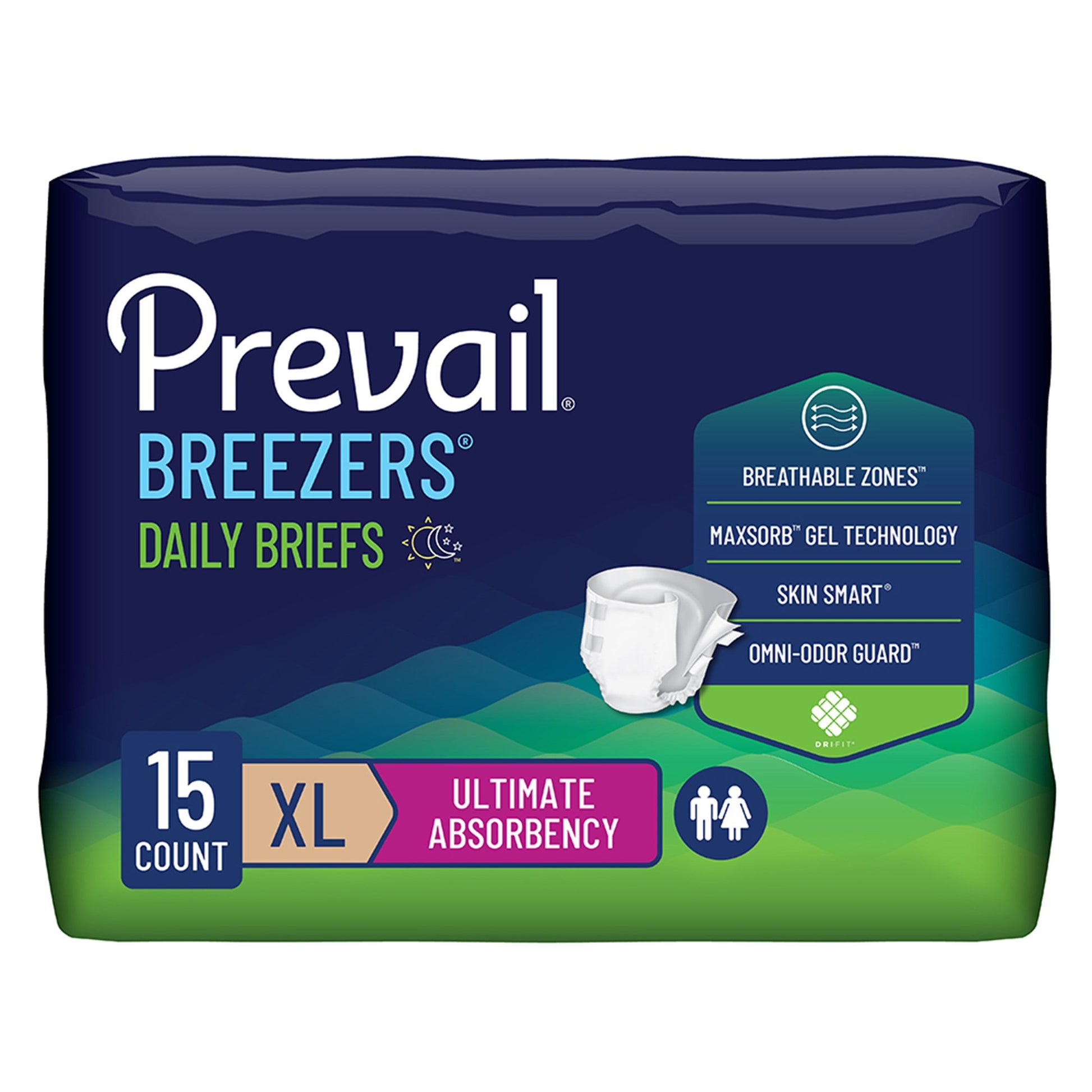 Prevail Breezers Ultimate Absorbency Incontinence Briefs, Extra Large