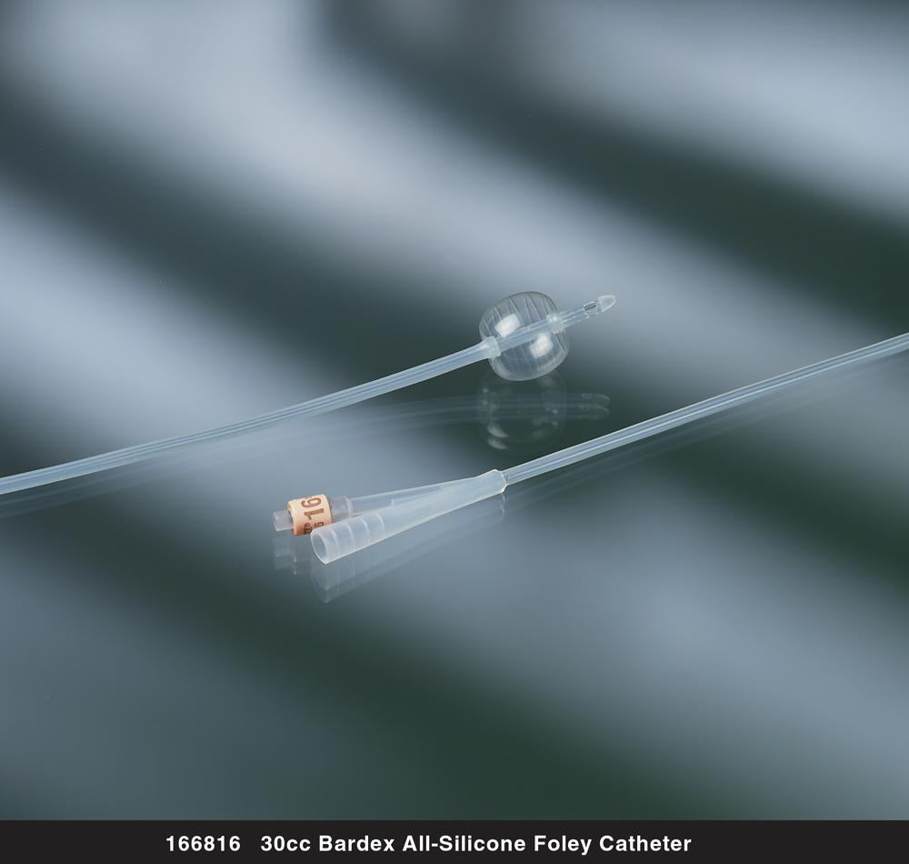 Bardex Foley Catheter, 16 Fr., Silicone, 30 cc
