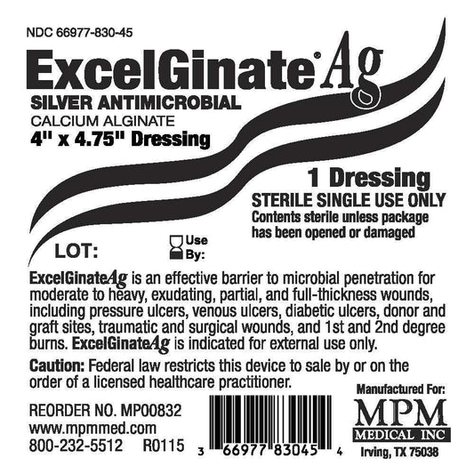 Silver Alginate Dressing ExcelGinate AG 4 X 4-3/4 Inch Rectangle Sterile