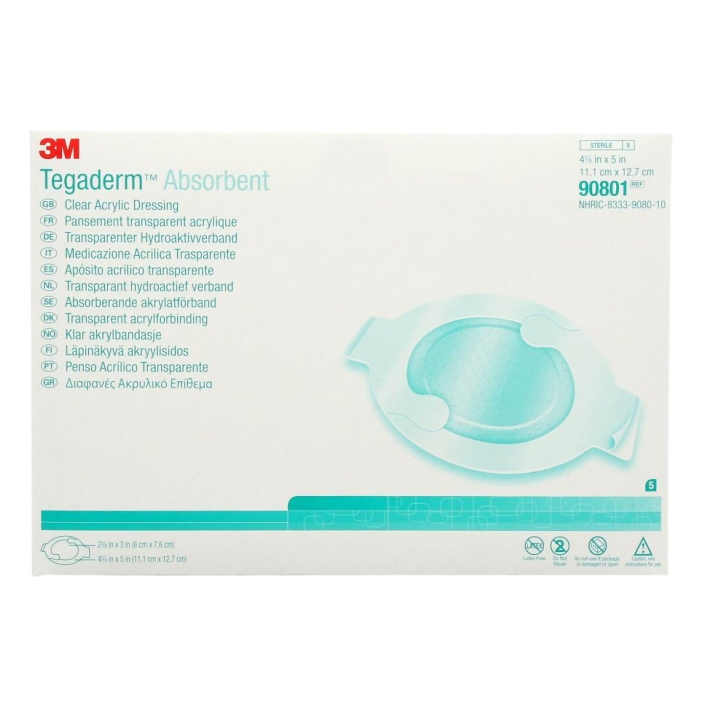 Absorbent Acrylic Transparent Film Dressing 3M™ Tegaderm™ Absorbent 4-3/8 X 5 Inch Frame Style Delivery Oval Sterile