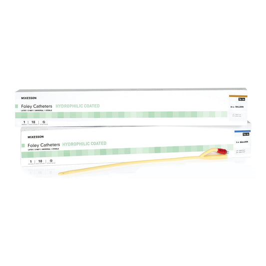 Foley Catheter McKesson 2-Way Standard Tip 5 cc Balloon 14 Fr. Hydrophilic Polymer Coated Latex