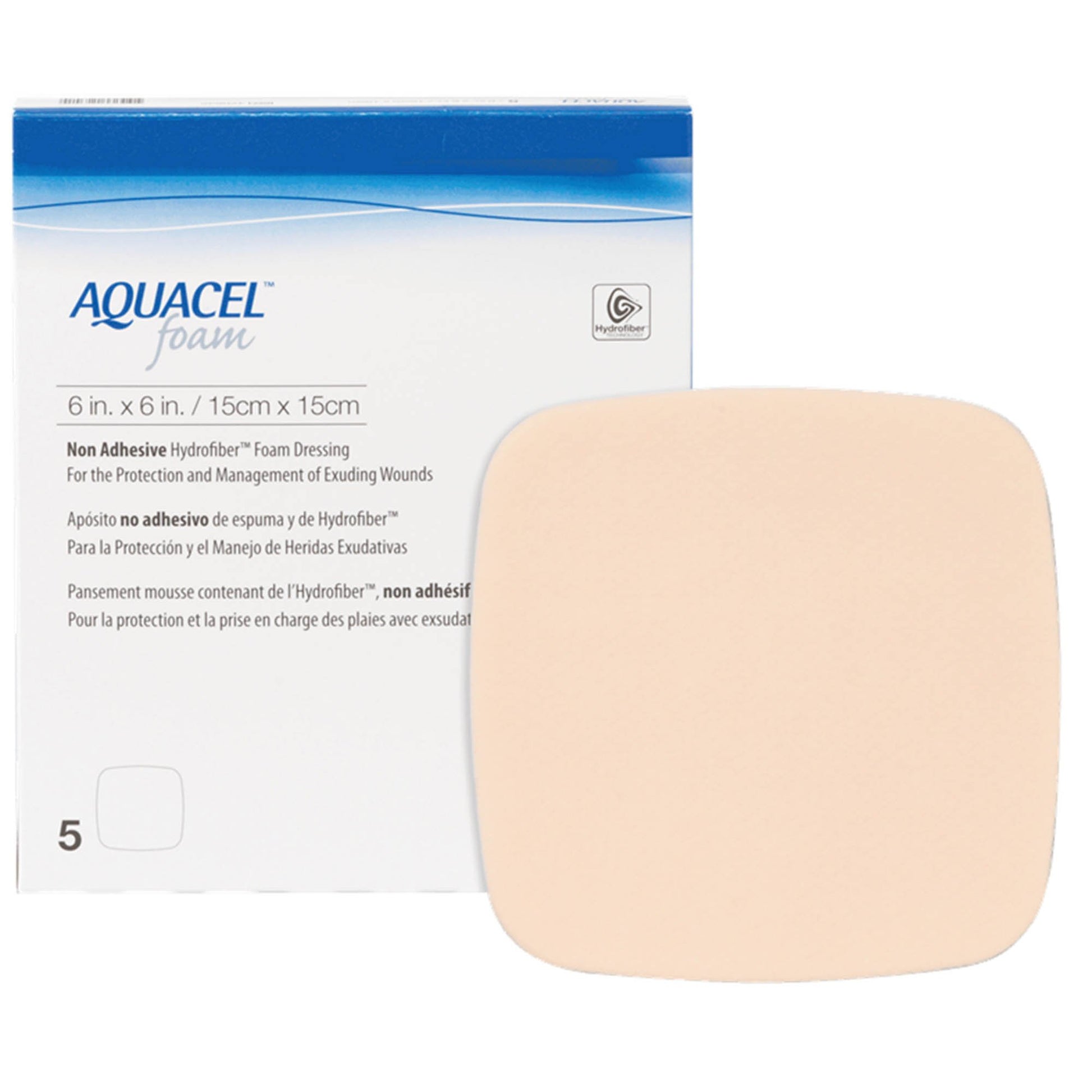 Aquacel Nonadhesive without Border Foam Dressing, 6 x 6 Inch
