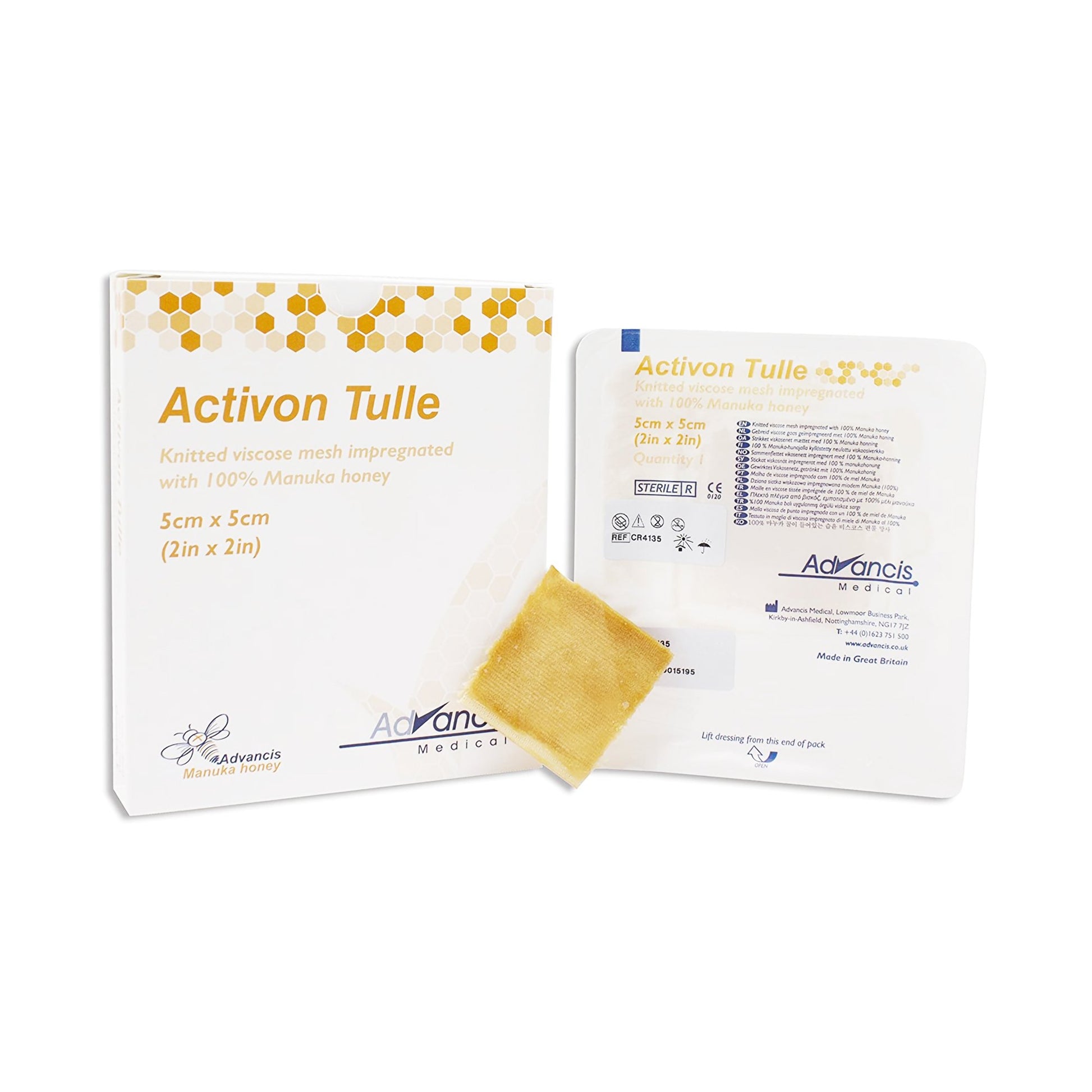 Activon Tulle Honey Tulle Impregnated Wound Dressing, 2 x 2 Inch