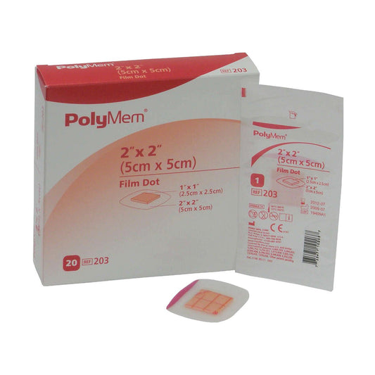PolyMem Adhesive with Border Foam Dressing, 2 x 2 Inch