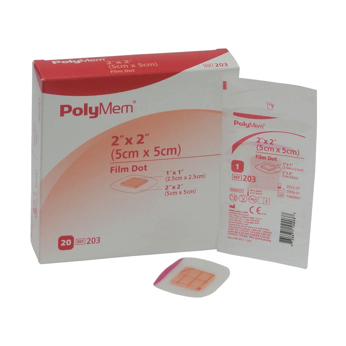 PolyMem Adhesive with Border Foam Dressing, 2 x 2 Inch