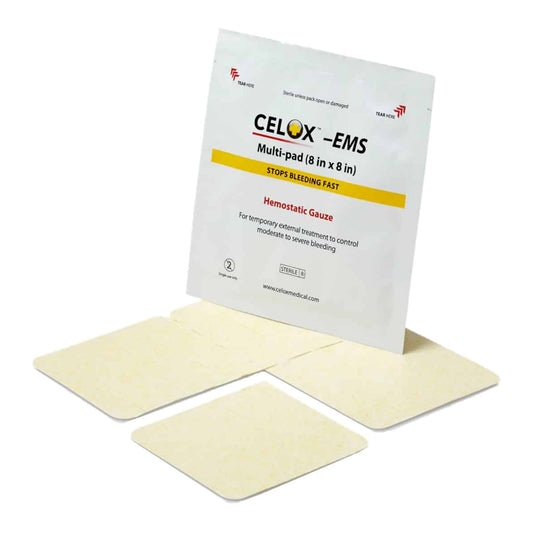 Hemostatic Dressing Celox™ EMS 8 X 8 Inch 2 per Pack Sterile