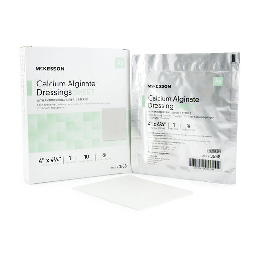McKesson Silver Calcium Alginate Dressing, 4 x 4 Inch