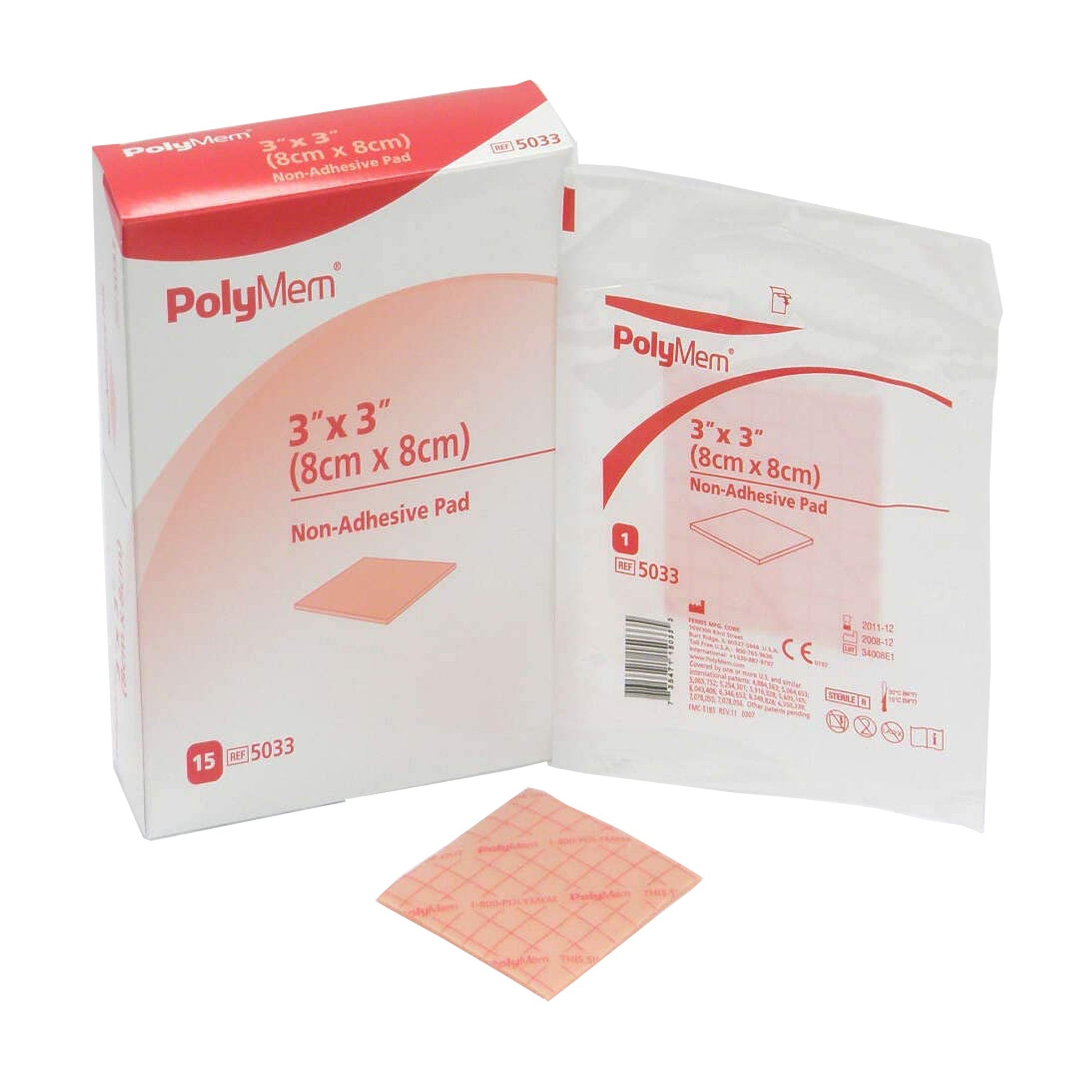PolyMem Nonadhesive without Border Foam Dressing, 3 x 3 Inch
