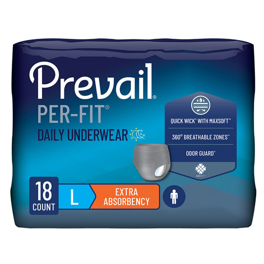 Prevail Per-Fit Men Adult Moderate Absorbent Underwear, Large, White