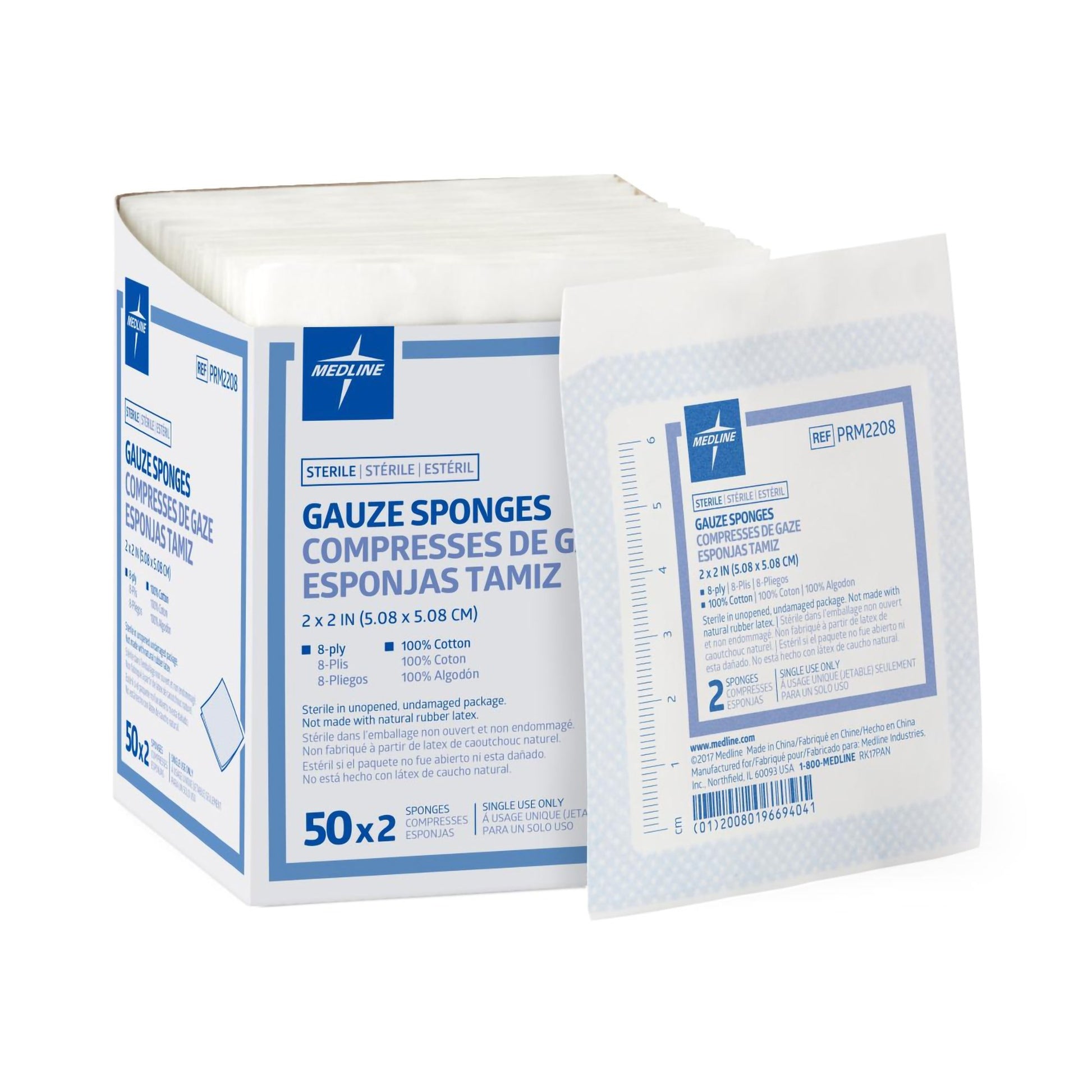 Caring Sterile Gauze Sponge, 2 x 2 Inch, 8-Ply