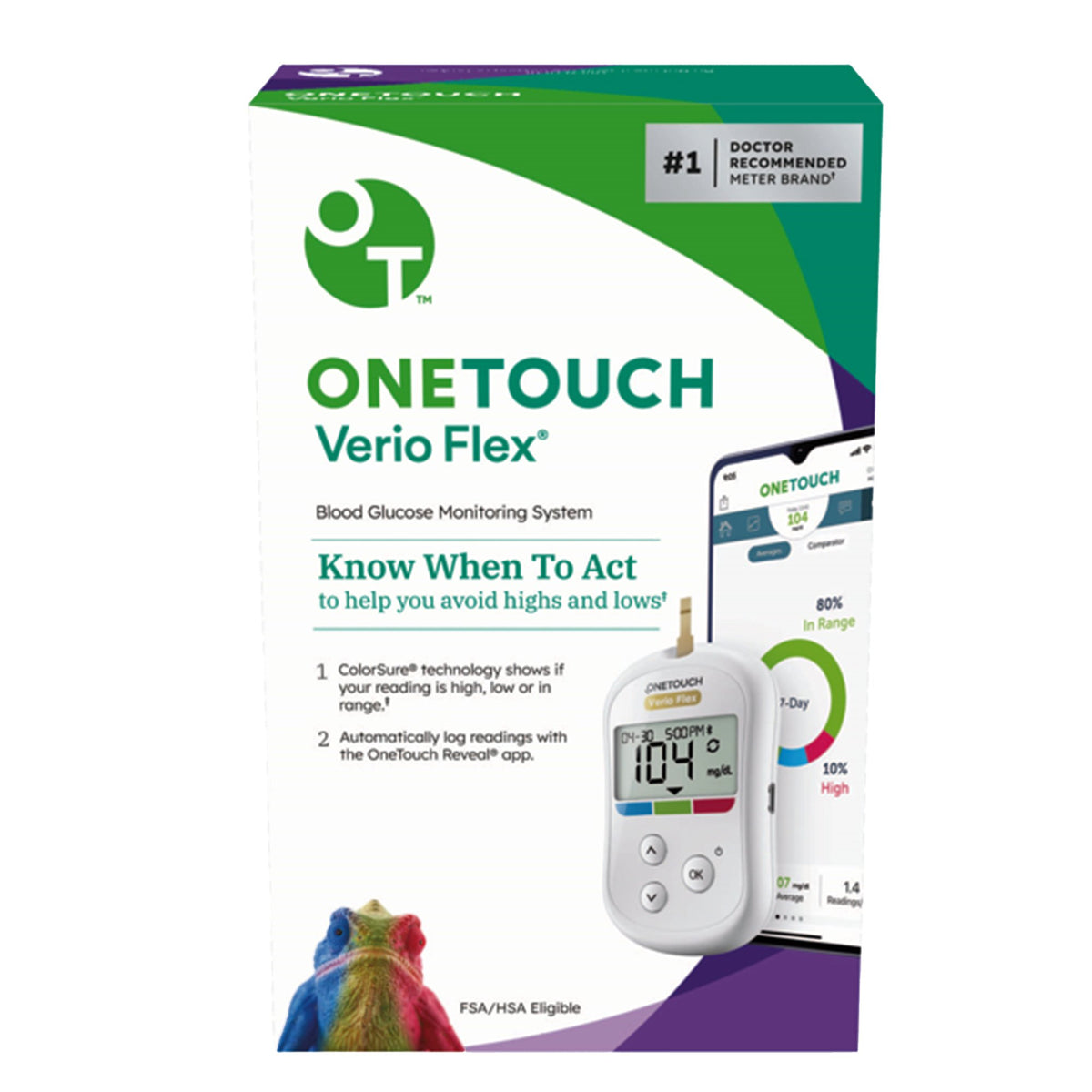 OneTouch Verio Flexc Blood Glucose Monitoring System, Fingertip Testin ...