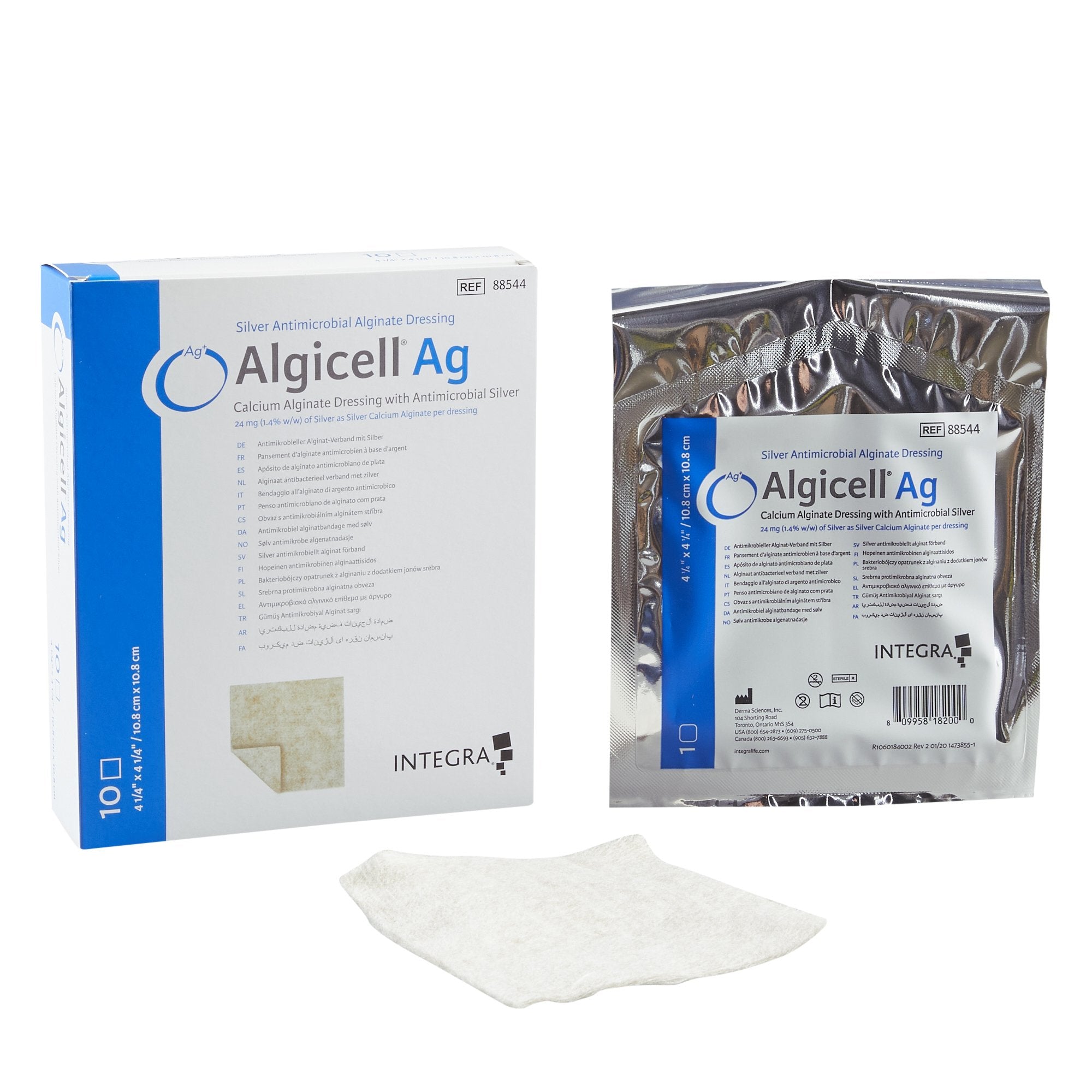 Algicell Ag Calcium Alginate Dressing with Silver, 4¼ x 4¼ Inch – SurfMed