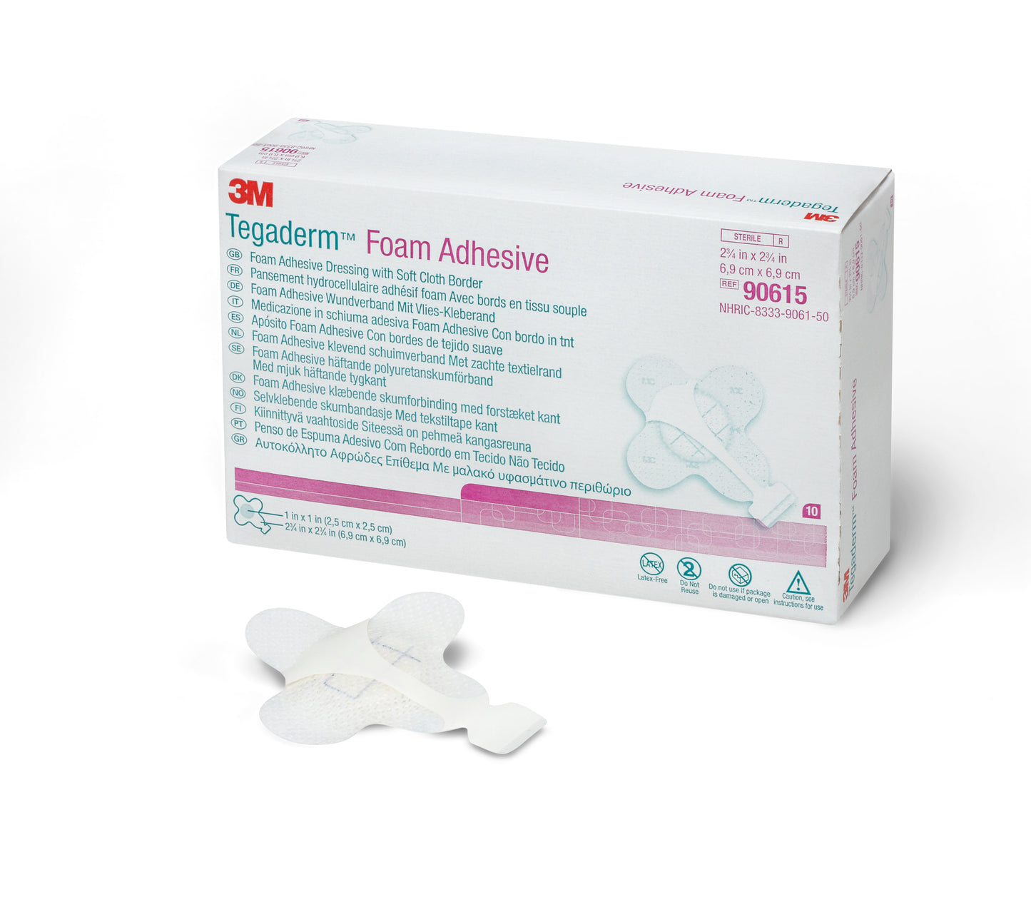3M™ Tegaderm™ High Performance Adhesive with Border Foam Dressing, 2 x 2 Inch