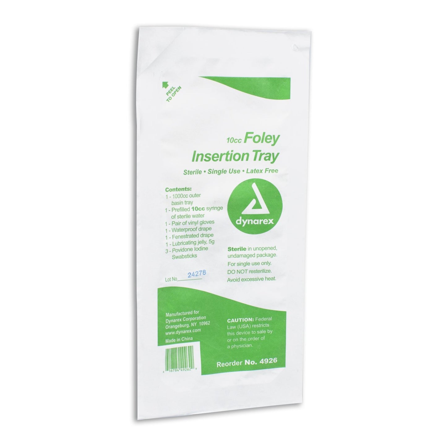 dynarex Catheter Insertion Tray, 10 cc