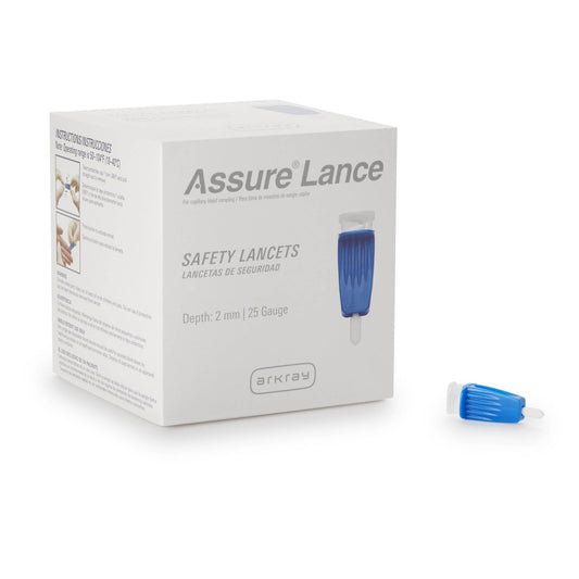 Assure Lance 25G Safety Lancets, 25 gauge, 2 mm Depth, Dark Blue