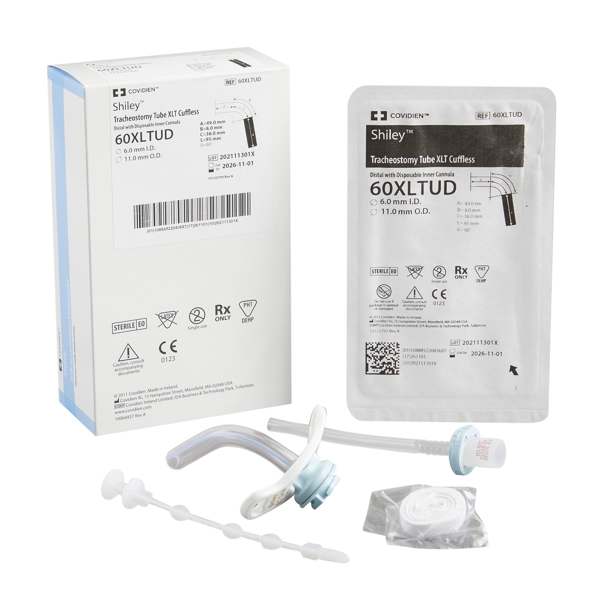 Shiley™ Extended-Length Tracheostomy Tube, Uncuffed, Size 6