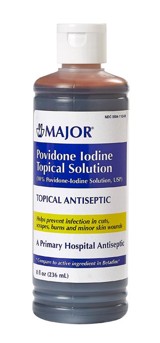 Skin Prep Solution Major 8 oz. Bottle 10% Strength Povidone-Iodine NonSterile