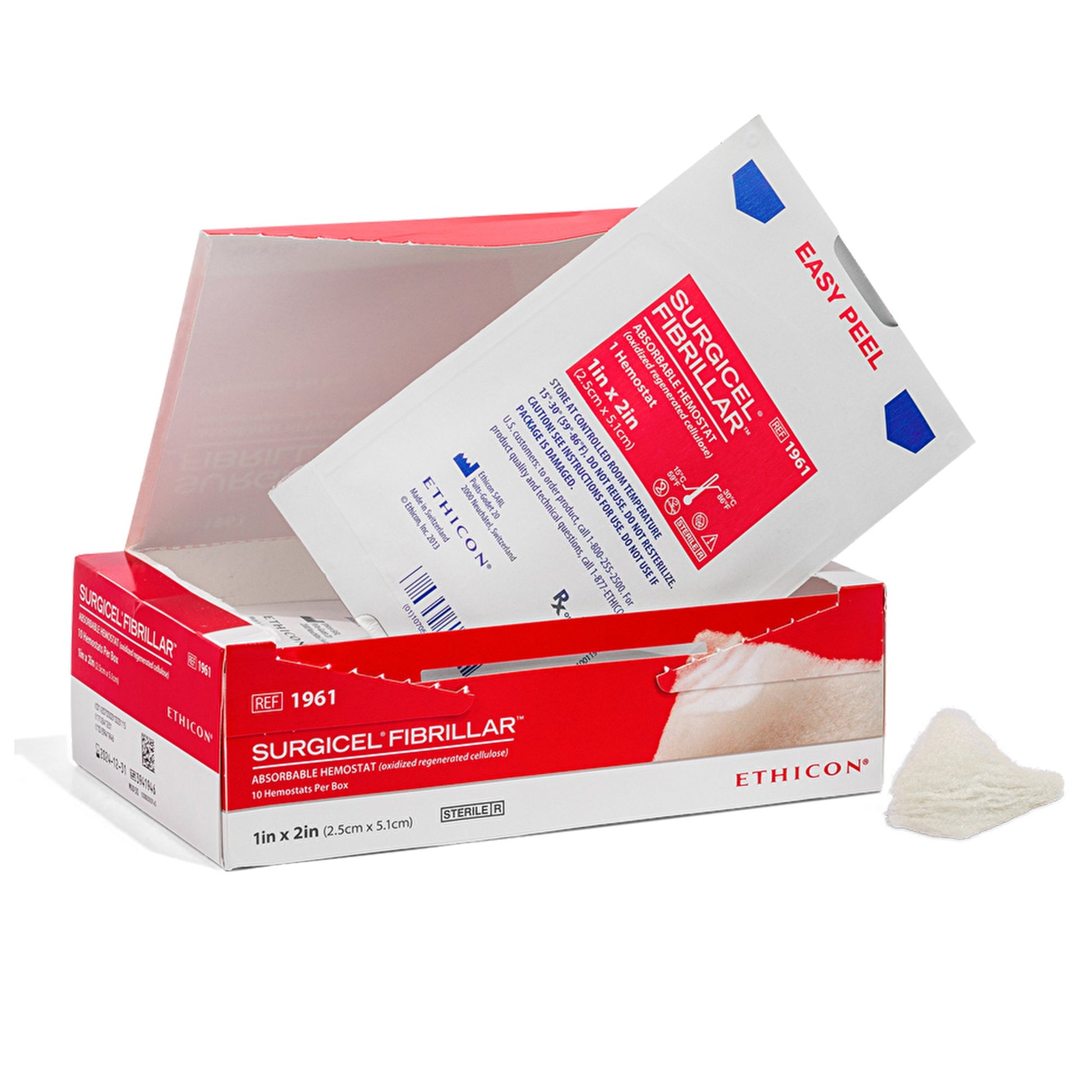 Absorbable Hemostatic Dressing SURGICEL FIBRILLAR™ 1 X 2 Inch 10 Count Sterile